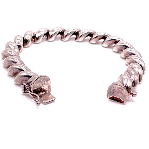 Vintage ITALIAN STERLING SILVER San Marco Link Bracelet 6 3/4” - Picture 2 of 4